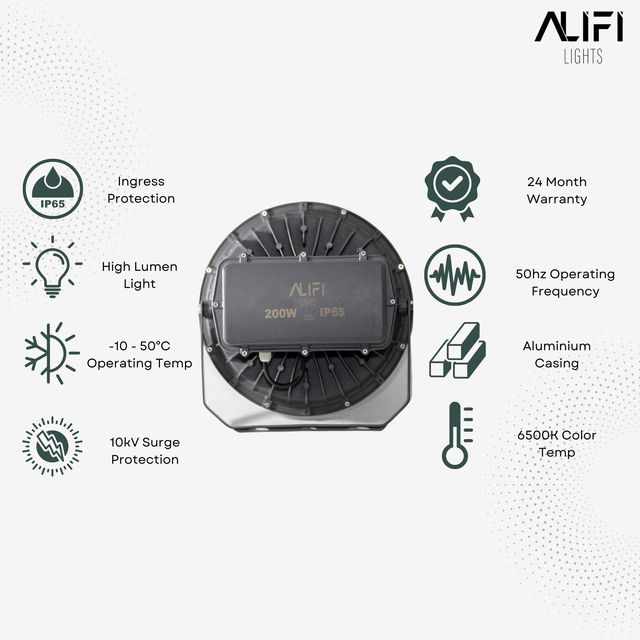 Alifi Lights 200 W Cool White 6500 K IP65 24000 Lumen ALFHBG200 High Bay Light_2