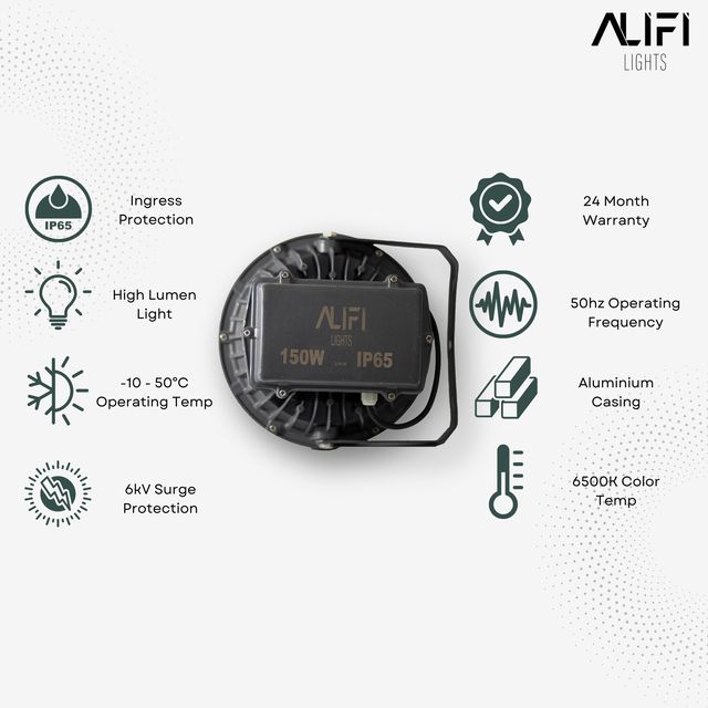 Alifi Lights 150 W Cool White 6500 K IP65 18000 Lumen ALFHBL150 High Bay Light_2