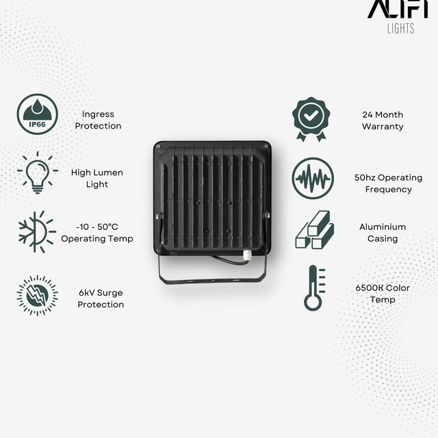 Alifi Lights 150 W Cool White IP66 6 kV 18000 Lumen ALFFLL150S LED Flood Lights_2
