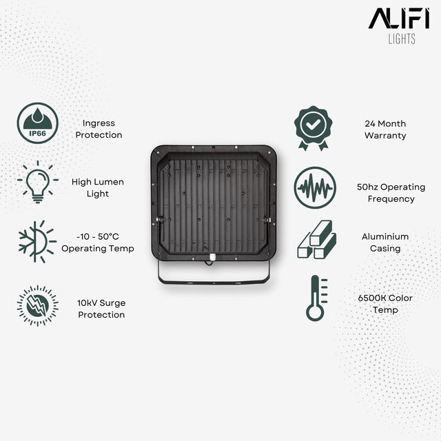 Alifi Lights 300 W Cool White IP66 10 kV 36000 Lumen ALFFLGDGP300 LED Flood Lights_2