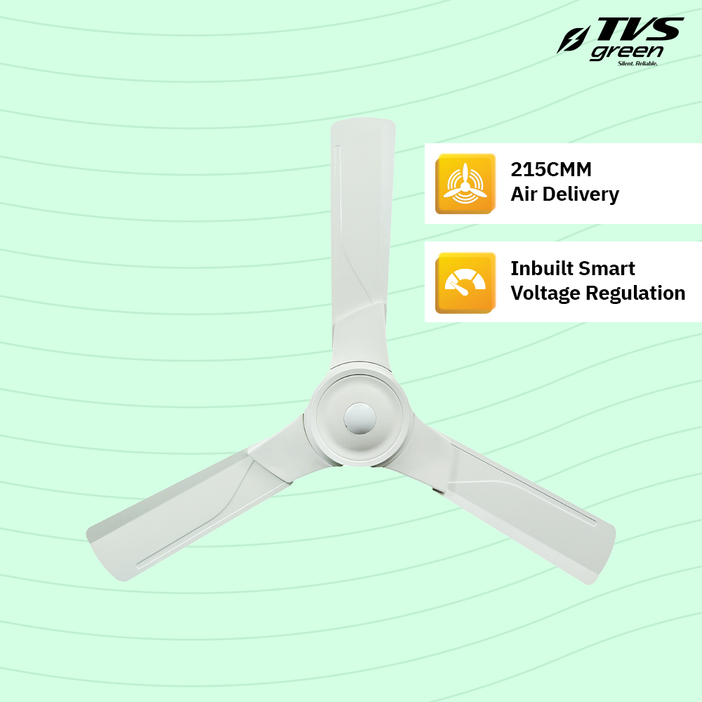 TVS GREEN Lena 1200 mm 3 Blades 35 W Shiny White Ceiling Fans_1
