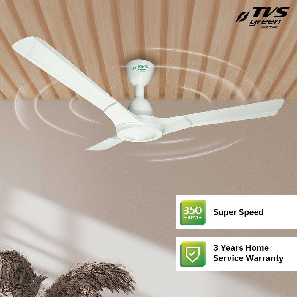 TVS GREEN Lena 1200 mm 3 Blades 35 W Shiny White Ceiling Fans_2