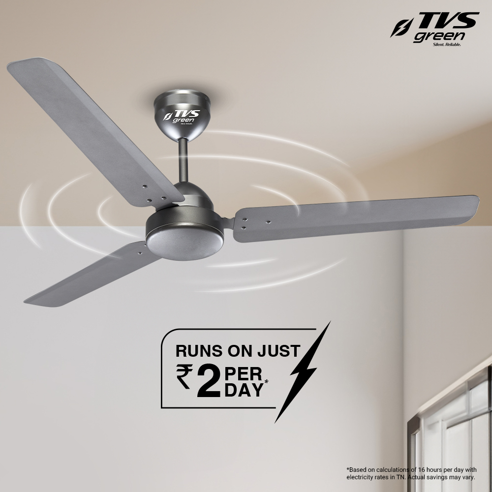 TVS GREEN Mini Champ 1200 mm 3 Blades 30 W Steel Grey Ceiling Fans_2