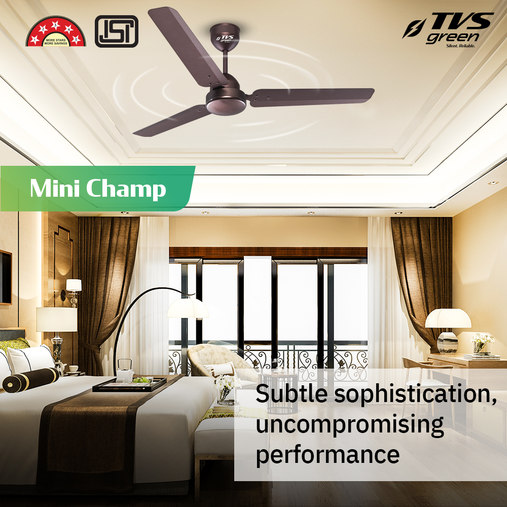 TVS GREEN Mini Champ 1200 mm 3 Blades 30 W Steel Grey Ceiling Fans_3