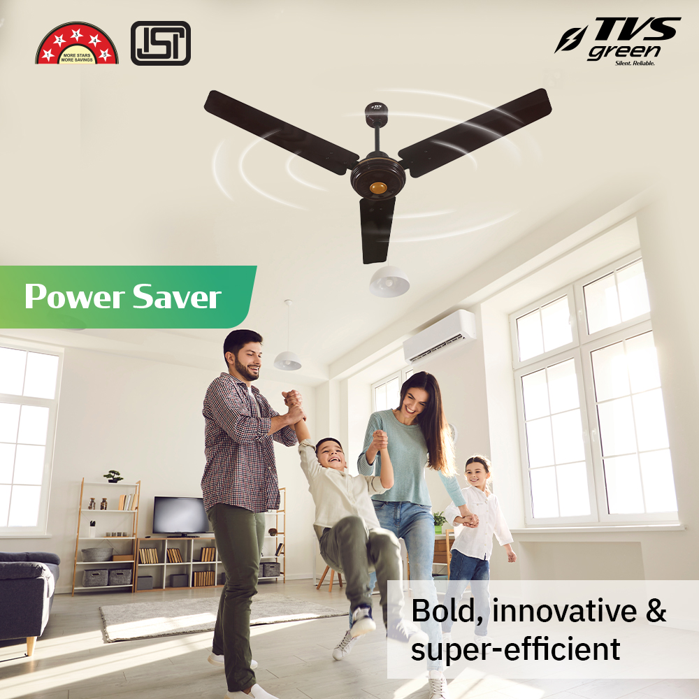 TVS GREEN Power Saver 1200 mm 3 Blades 32 W Pearl White Ceiling Fans_2