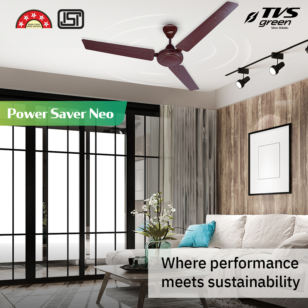 TVS GREEN Power Saver Neo 1200 mm 3 Blades 33 W White Ceiling Fans_3