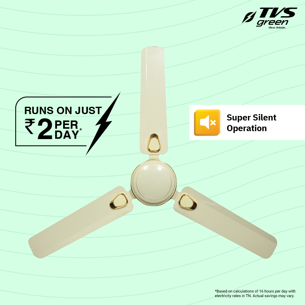 TVS GREEN Celia Deco 1200 mm 3 Blades 39 W Ivory Ceiling Fans_1