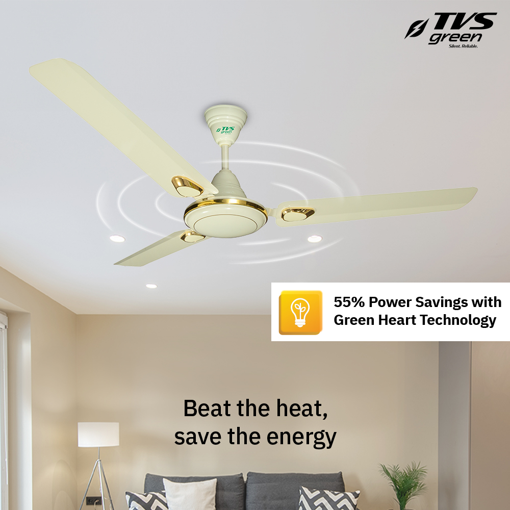 TVS GREEN Celia Deco 1200 mm 3 Blades 39 W Ivory Ceiling Fans_2