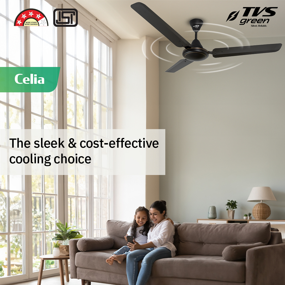 TVS GREEN Celia 1200 mm 3 Blades 39 W Brown Ceiling Fans_3