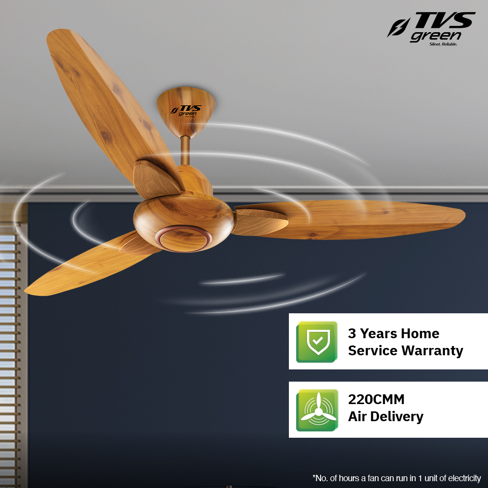 TVS GREEN Ario 1200 mm 3 Blades 35 W Natural Wood Ceiling Fans_2