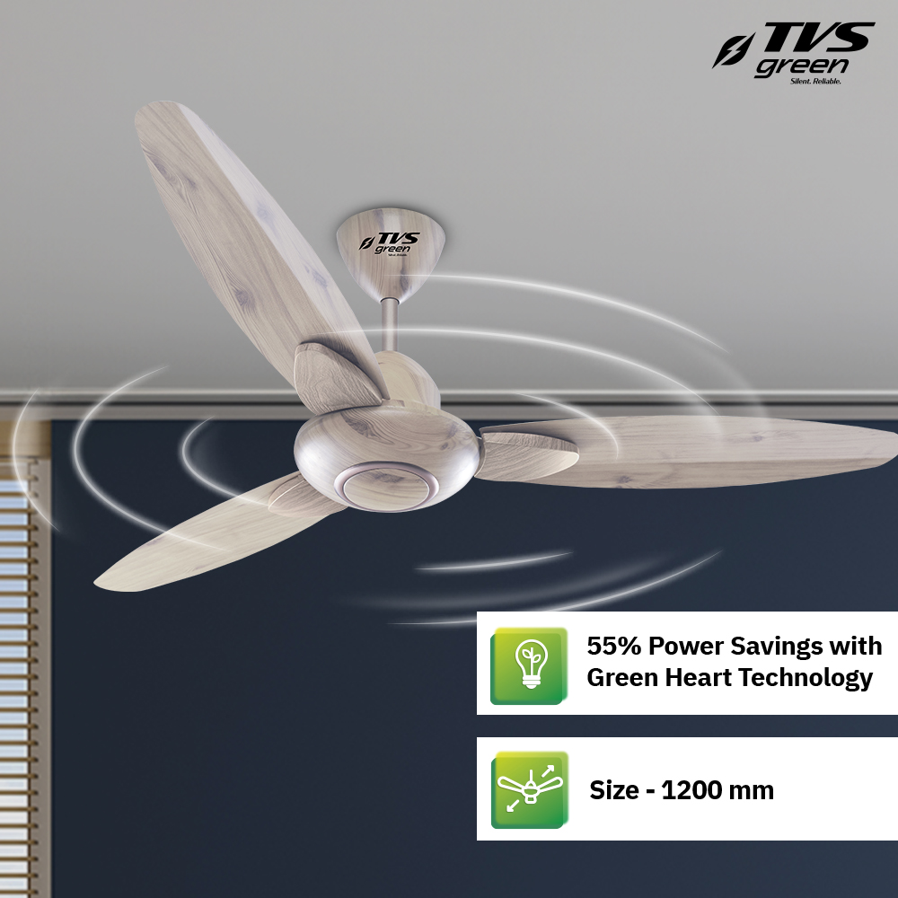 TVS GREEN Ario 1200 mm 3 Blades 35 W Weather Wood Ceiling Fans_1