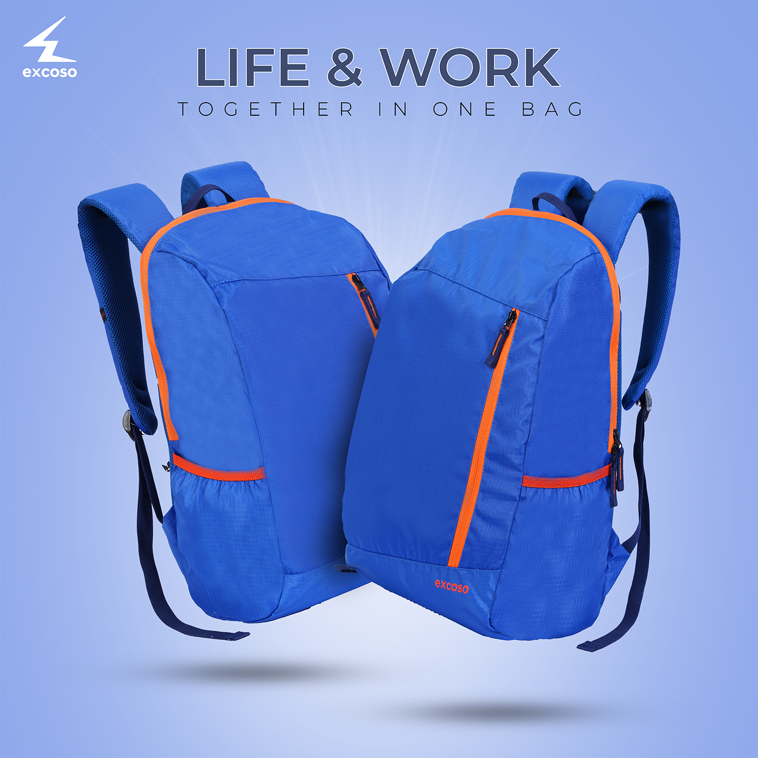 Excoso Office Bags Laptop bag Polyester Blue and Orange_4