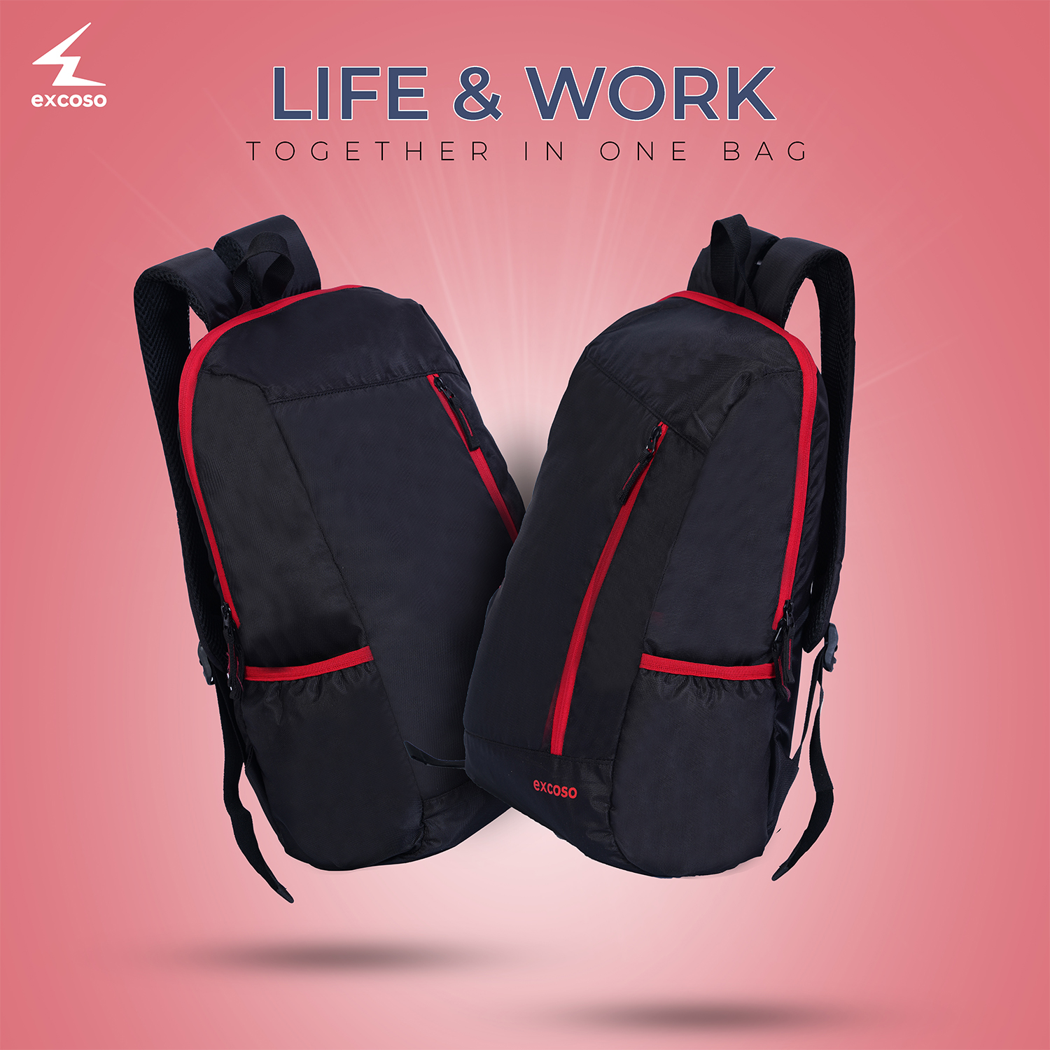 Excoso Office Bags Laptop bag Polyester Red and Black_4