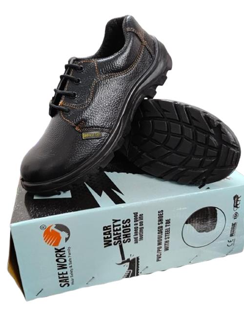 Genuine Leather Steel Toe Safety Shoes Black_2