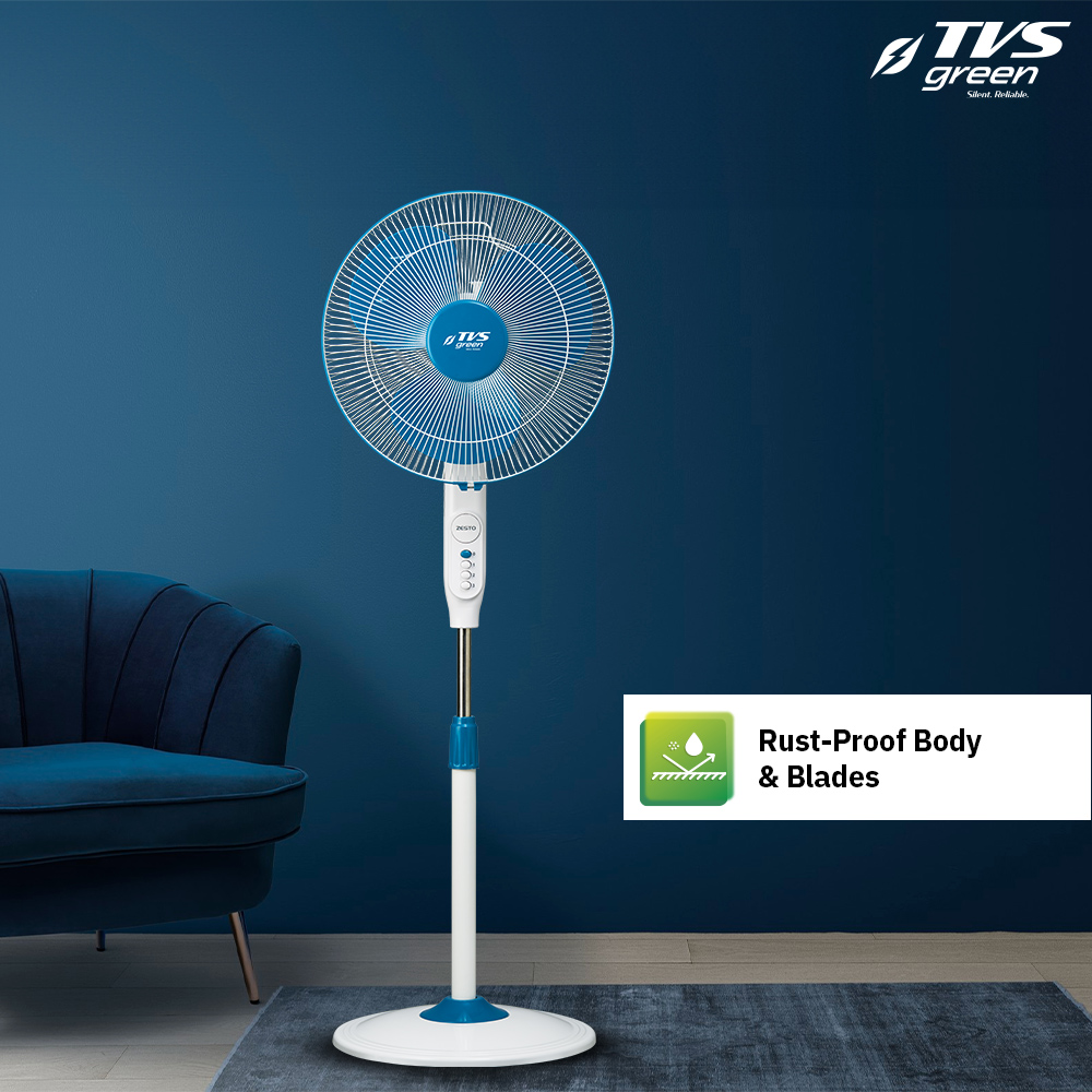 TVS GREEN ZESTO 400 mm Blue Pedestal Fan_1