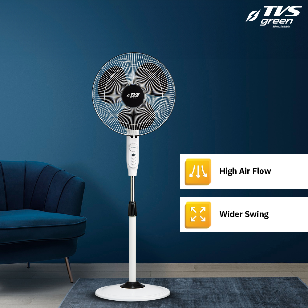 TVS GREEN ZESTO 400 mm Black Pedestal Fan_1