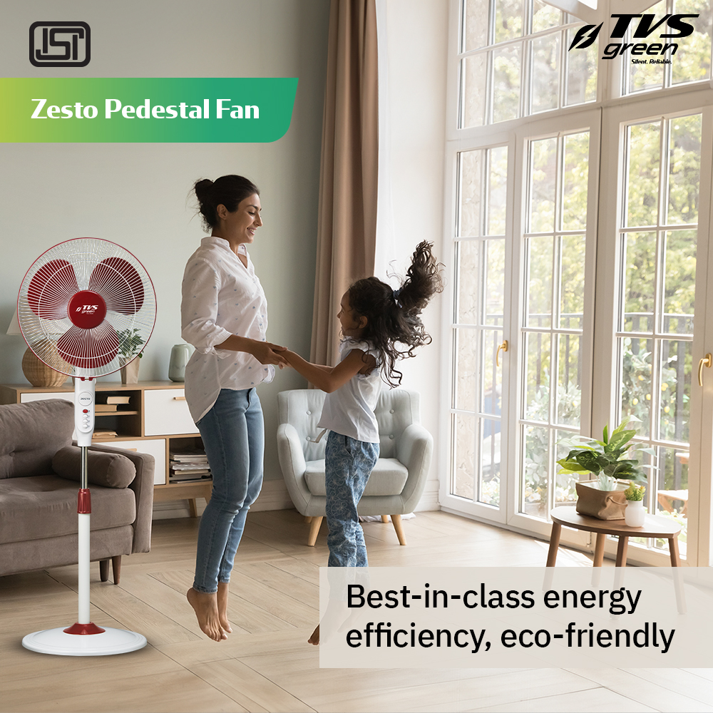 TVS GREEN ZESTO 400 mm Black Pedestal Fan_2