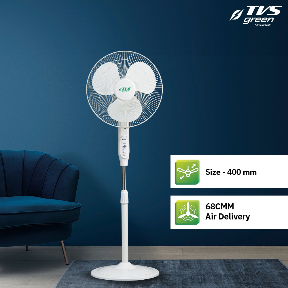 TVS GREEN ZESTO 400 mm White Pedestal Fan_1