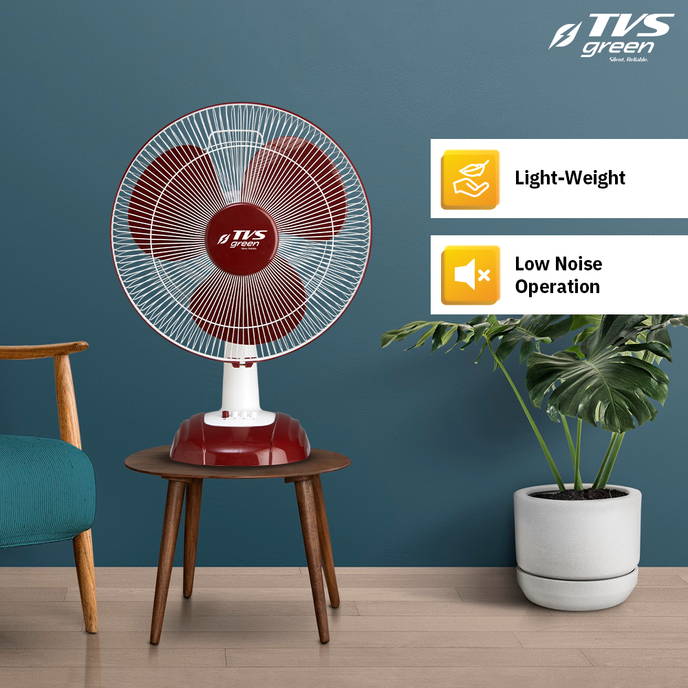 TVS GREEN ZESTO 400 mm 3 Blades Maroon Table Fan_1