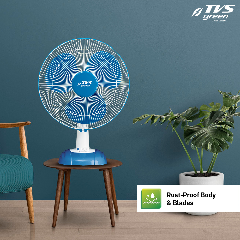TVS GREEN ZESTO 400 mm 3 Blades Blue Table Fan_1