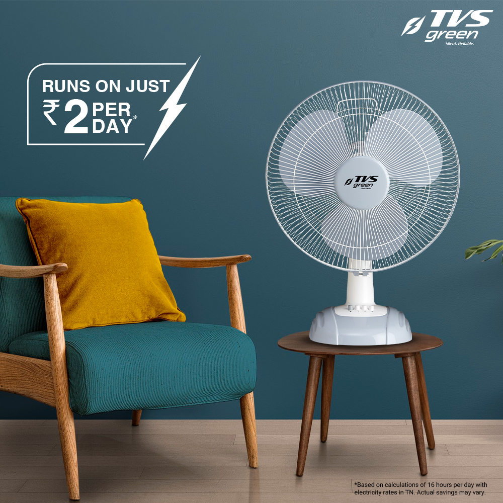 TVS GREEN ZESTO 400 mm 3 Blades Grey Table Fan_1