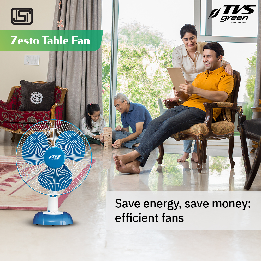 TVS GREEN ZESTO 400 mm 3 Blades White Table Fan_2