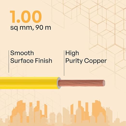 Etira 1 sqmm FR Electric Wire Yellow 90 m_1