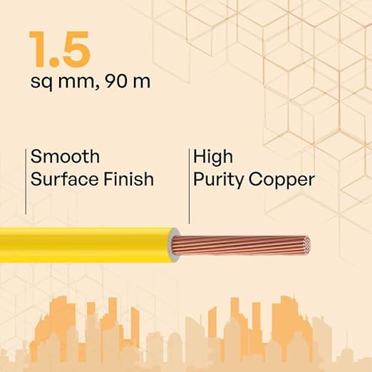 Etira 1.5 sqmm FR Electric Wire Yellow 90 m_1