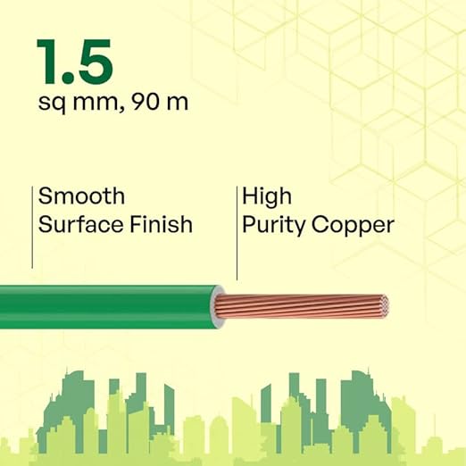 Etira 1.5 sqmm FR Electric Wire Green 90 m_1