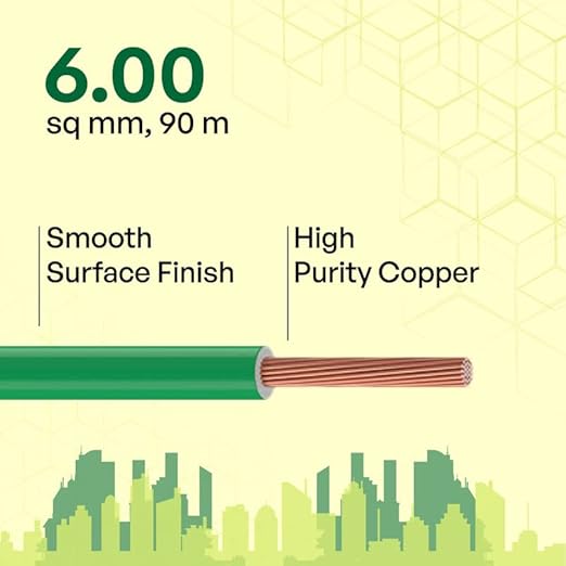 Etira 6 sqmm FR Electric Wire Green 90 m_1