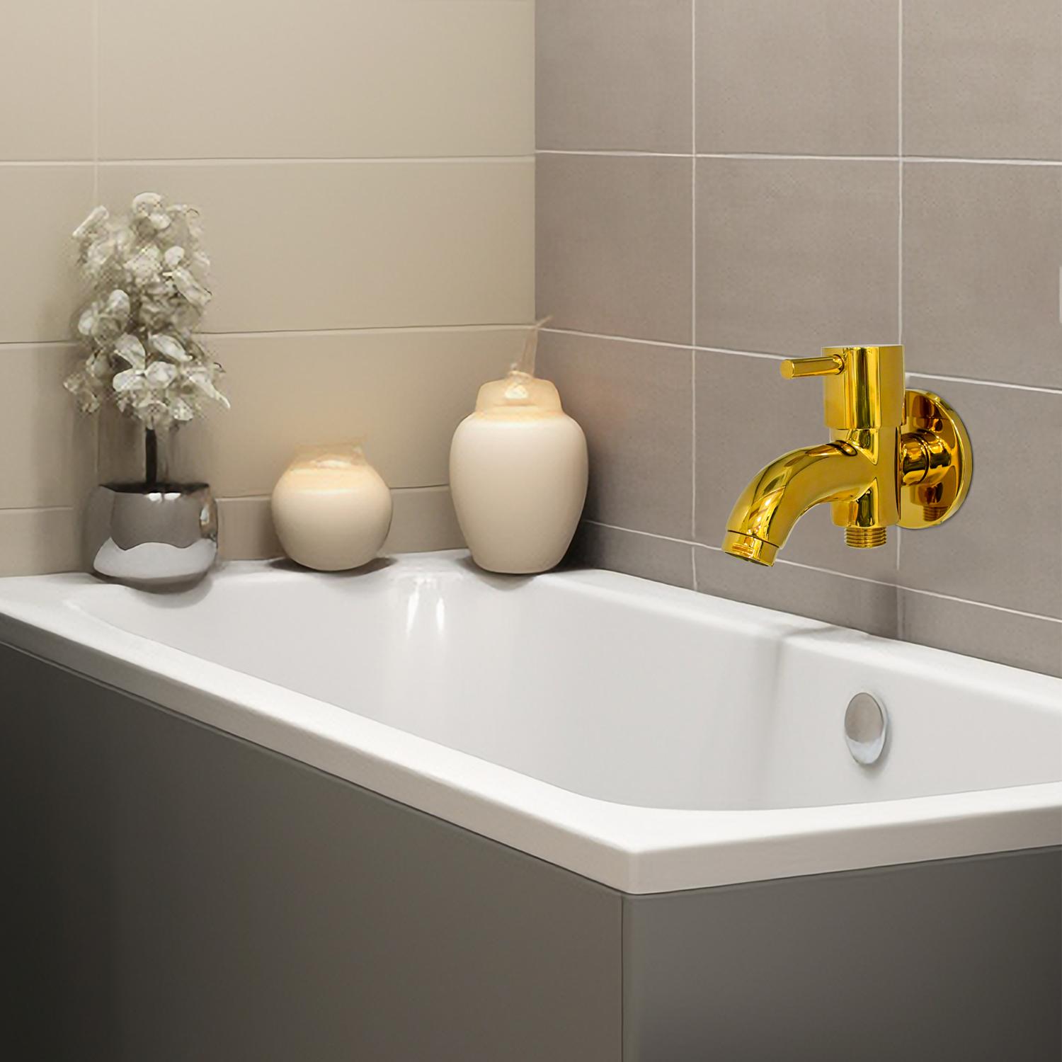 D&B Bathware 15 mm Brass Taps Chrome Finish 2-way tap (Empire Gold)_1