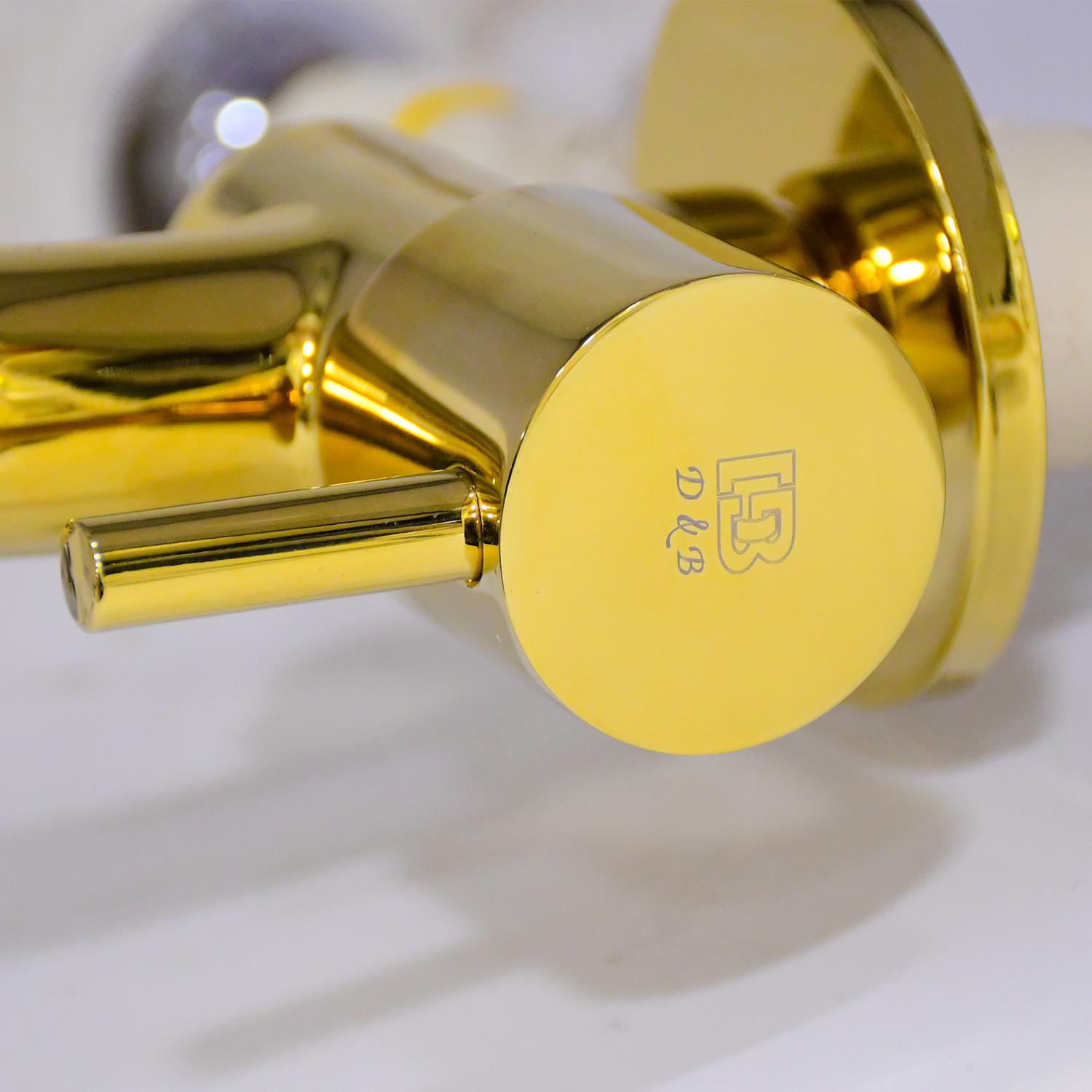 D&B Bathware 15 mm Brass Taps Chrome Finish 2-way tap (Empire Gold)_3