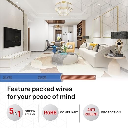 Polycab 0.75 sqmm Green Eco Friendly HR FR LSH LF Electric Wire Blue 90 m_2