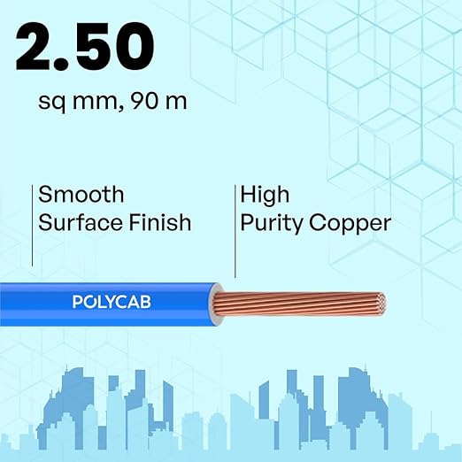 Polycab 2.5 sqmm Green Eco Friendly HR FR LSH LF Electric Wire Blue 90 m_1