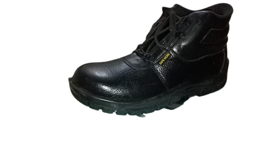 Genuine Leather Steel Toe Safety Shoes Black_2
