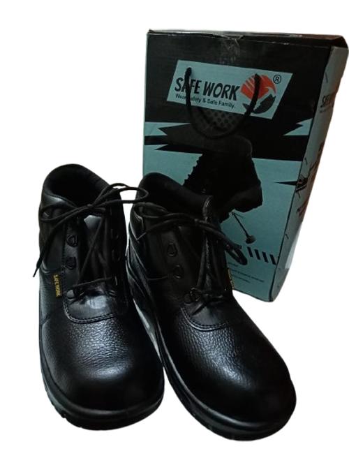 Genuine Leather Steel Toe Safety Shoes Black_3