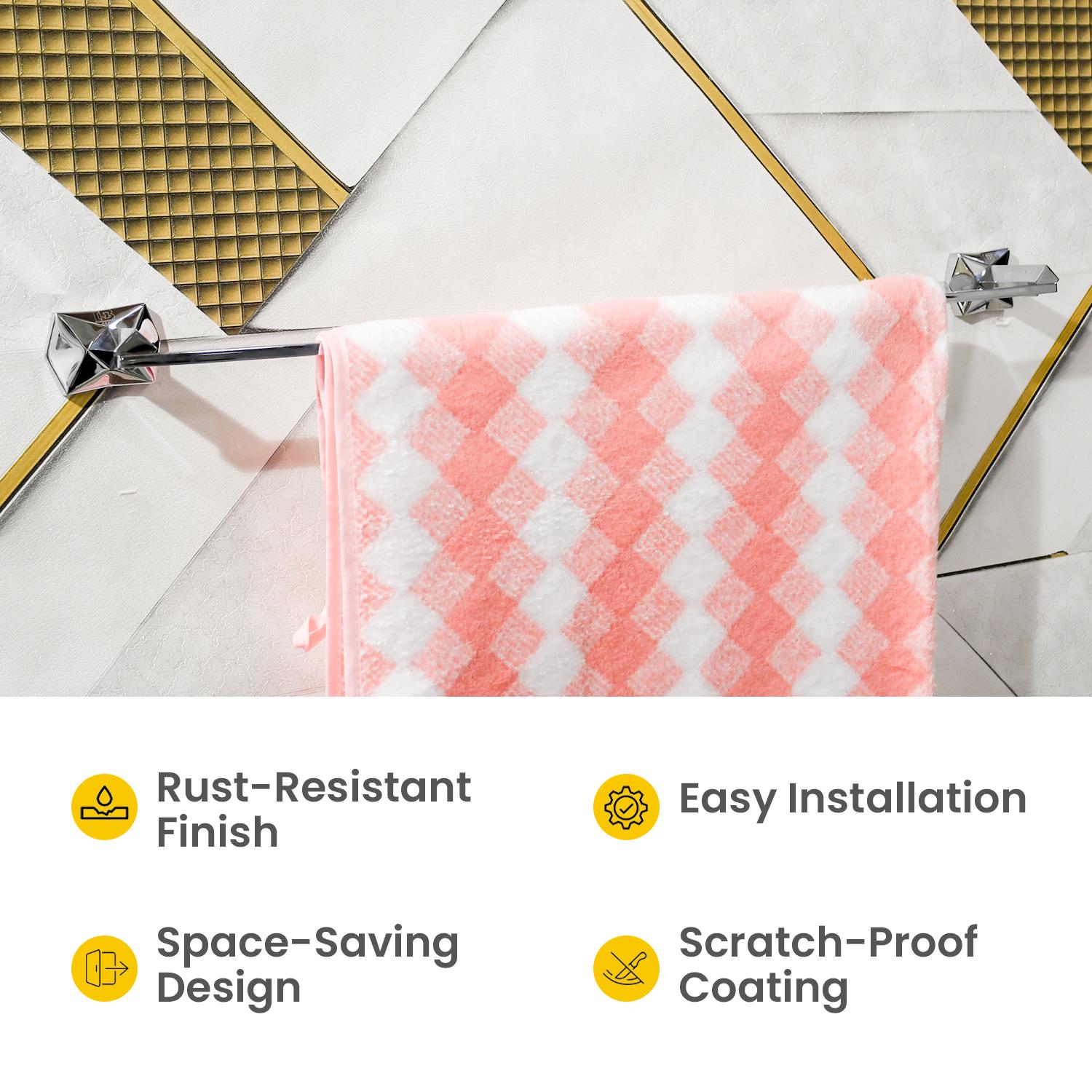 D&B Bathware Gloria Single Bar Towel Rail 300 x 30 mm Dia Stainless Steel_2