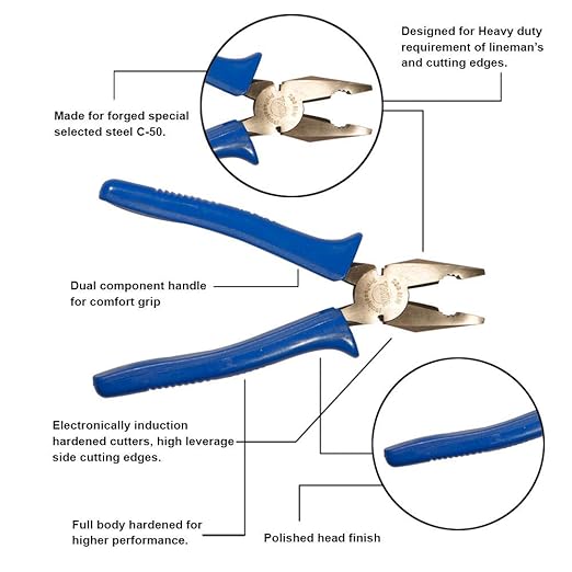 TATA AGRICO 200 mm Combination Mechanical Pliers PLC005 Rust Preventive Top Coat_2
