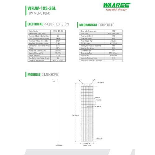 WAAREE WFLW-125 125 W Mono PERC Solar Panel_2