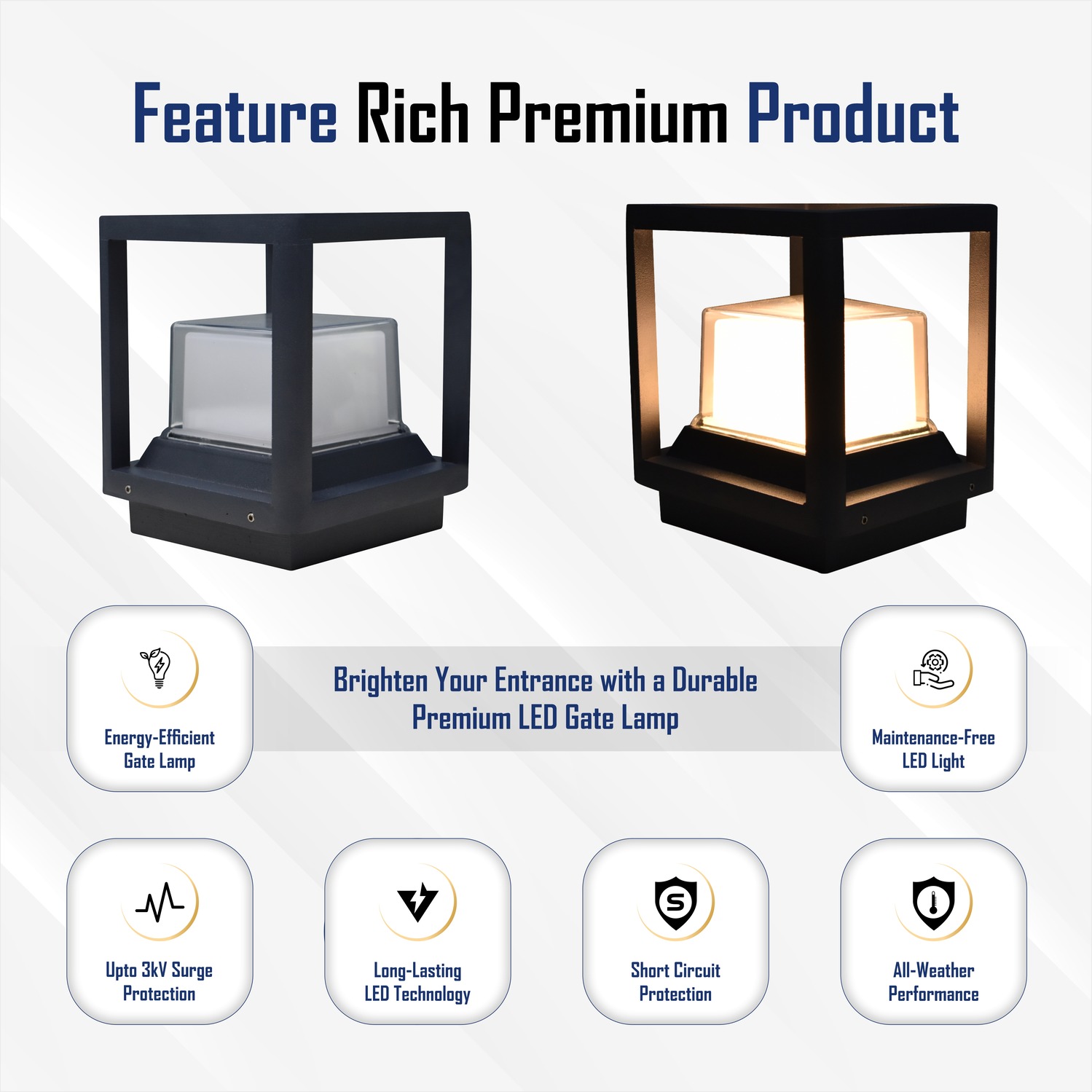 FORUS FEGL143Square1PCWW 12 W Round IP65 Warm White Metal Garden Light_2