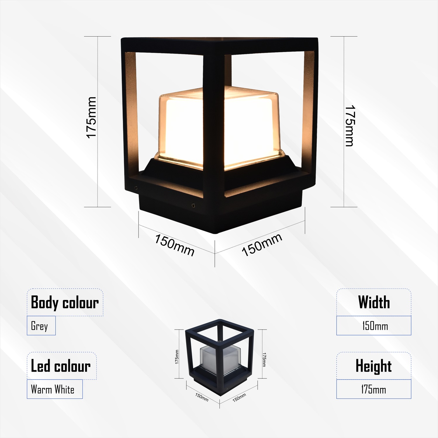 FORUS FEGL143Square1PCWW 12 W Round IP65 Warm White Metal Garden Light_3