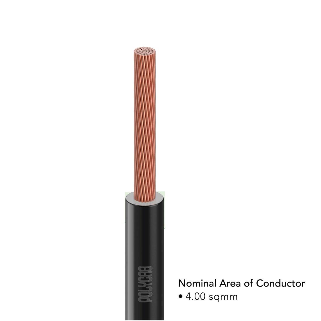 Polycab 4 sqmm FRLF Electric Wire Black 90 m_2