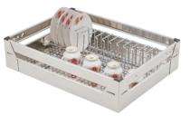 Shree Khodal Stainless Steel Rectangular Cup and Saucer Holder Kitchen Storage Organiser 19 x 20 x 4 inch_0