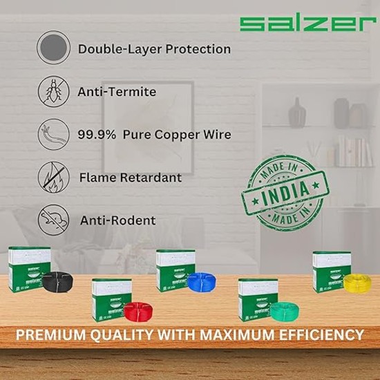 Salzer 1.5 sqmm FR Electric Wire Green 90 m_3