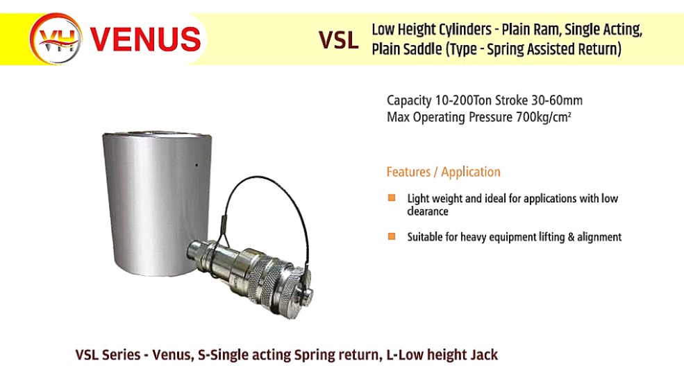 Venus 10 t Low Height Hydraulic Jack 30 mm VSL 10-30_1