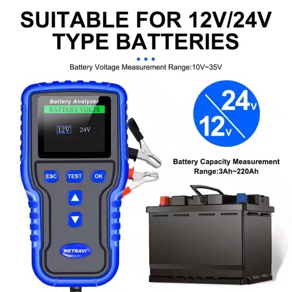 METRAVI BT-220 Battery Analyser Voltage Tester 12 to 24 V 100 to 2000 CCA_4