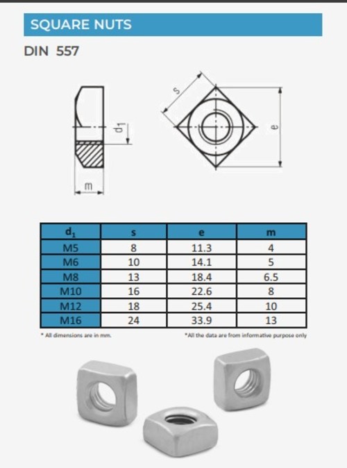 EVA Square Nuts DIN 557_1