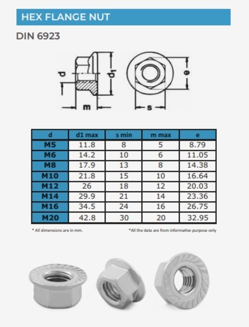 EVA Stainless Steel Flange Nuts M12 DIN 6923_1