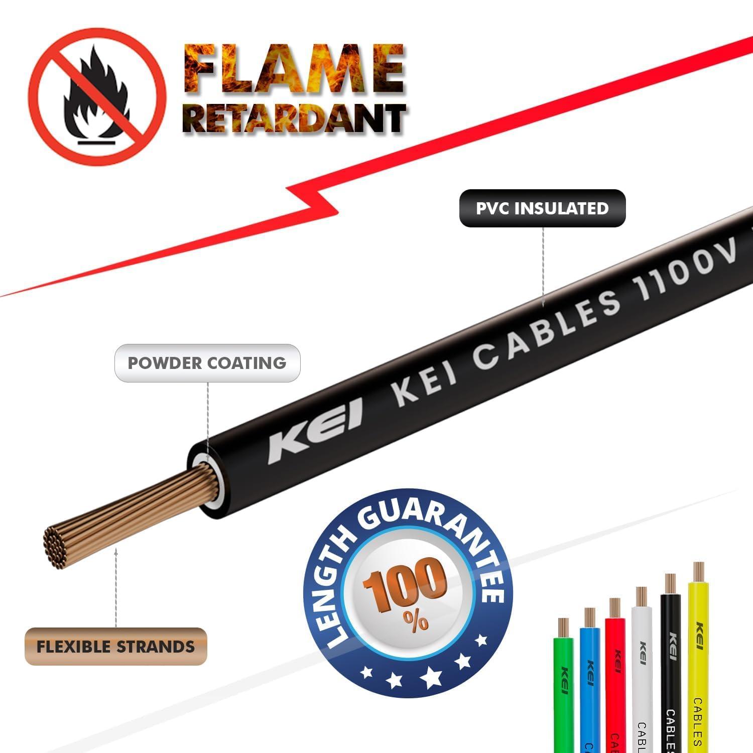 KEI 6 sqmm conFlame FR LSH Electric Wire Black 90 m_1