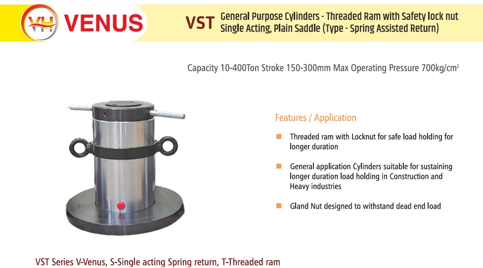 Venus 150 t Hydraulic Lock Nut Jack 300 mm VST 150-300_1